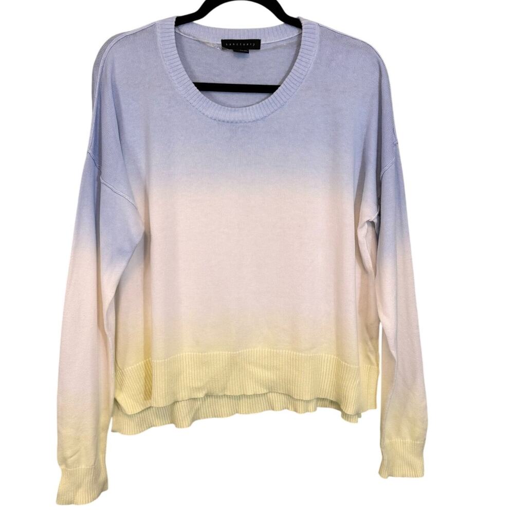 Sanctuary Sweater Womens M Blue Yellow Sunsetter Ombre Tie Dye Slouchy Pullover
